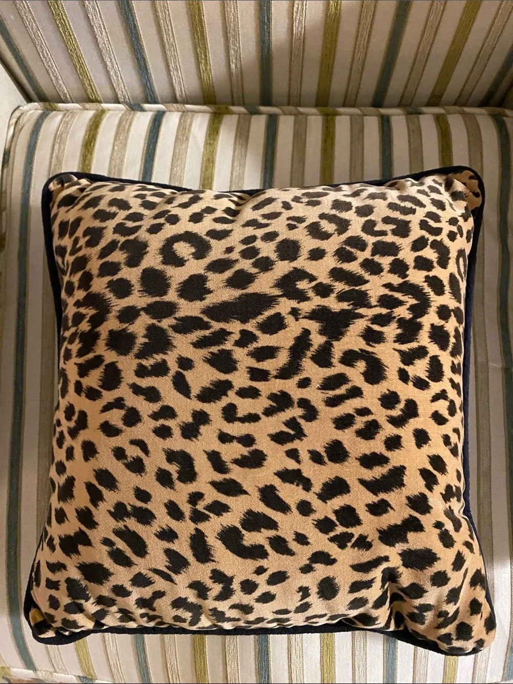Leopard Print Velveteen Accent Pillow in Tan and Black • 13” Square